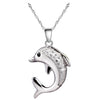 925 Sterling Silver Dolphin Necklace With Rhinestones